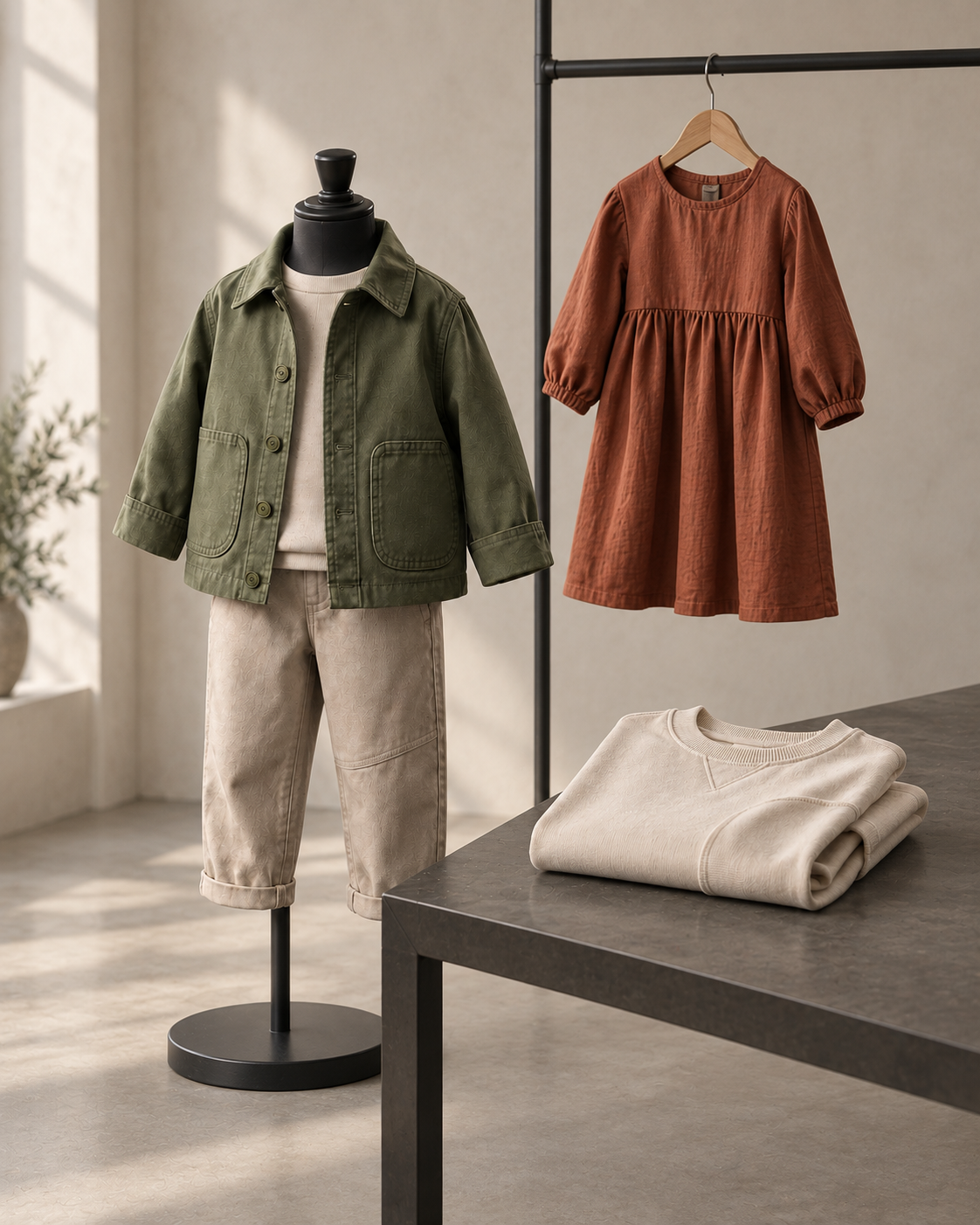 Concept image of an unbranded kidswear outfit